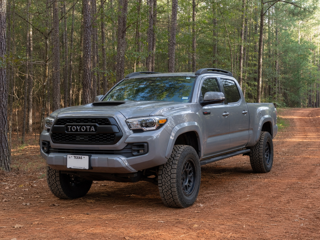 Project Redrock Toyota Tacoma on East Texas forest trail