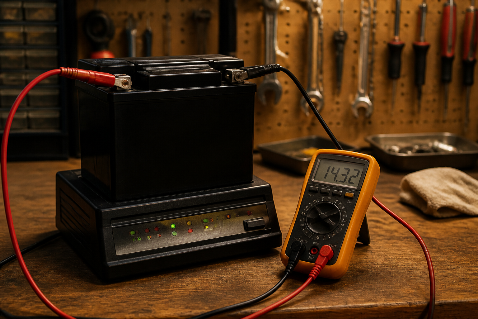Motorcycle battery and charging health check in Miami