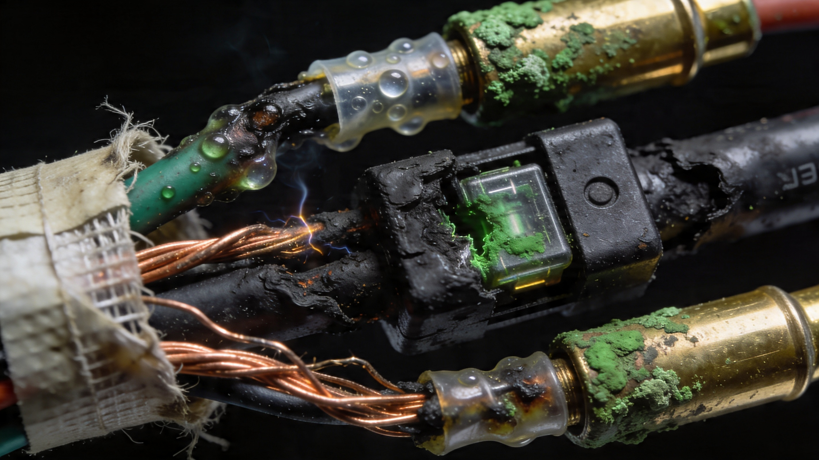 Burned wires and corroded connectors