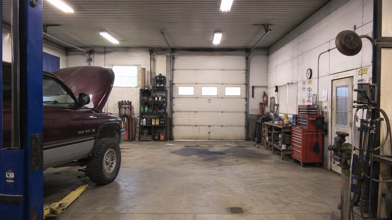 Early modest garage shop space representing Iron Ridge origins in 2012