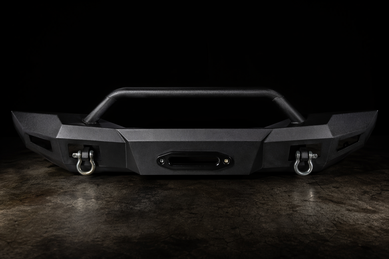 Heavy steel front bumper with D-ring receivers