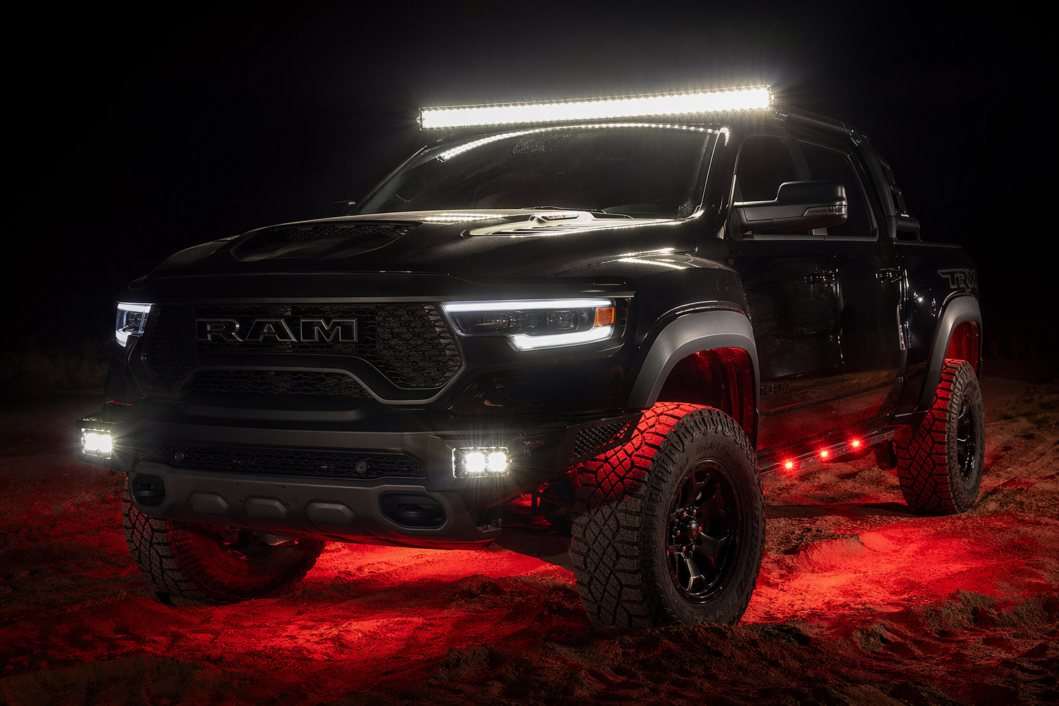 2022 Ram 1500 TRX — Rigid LED light bar and rock lights install