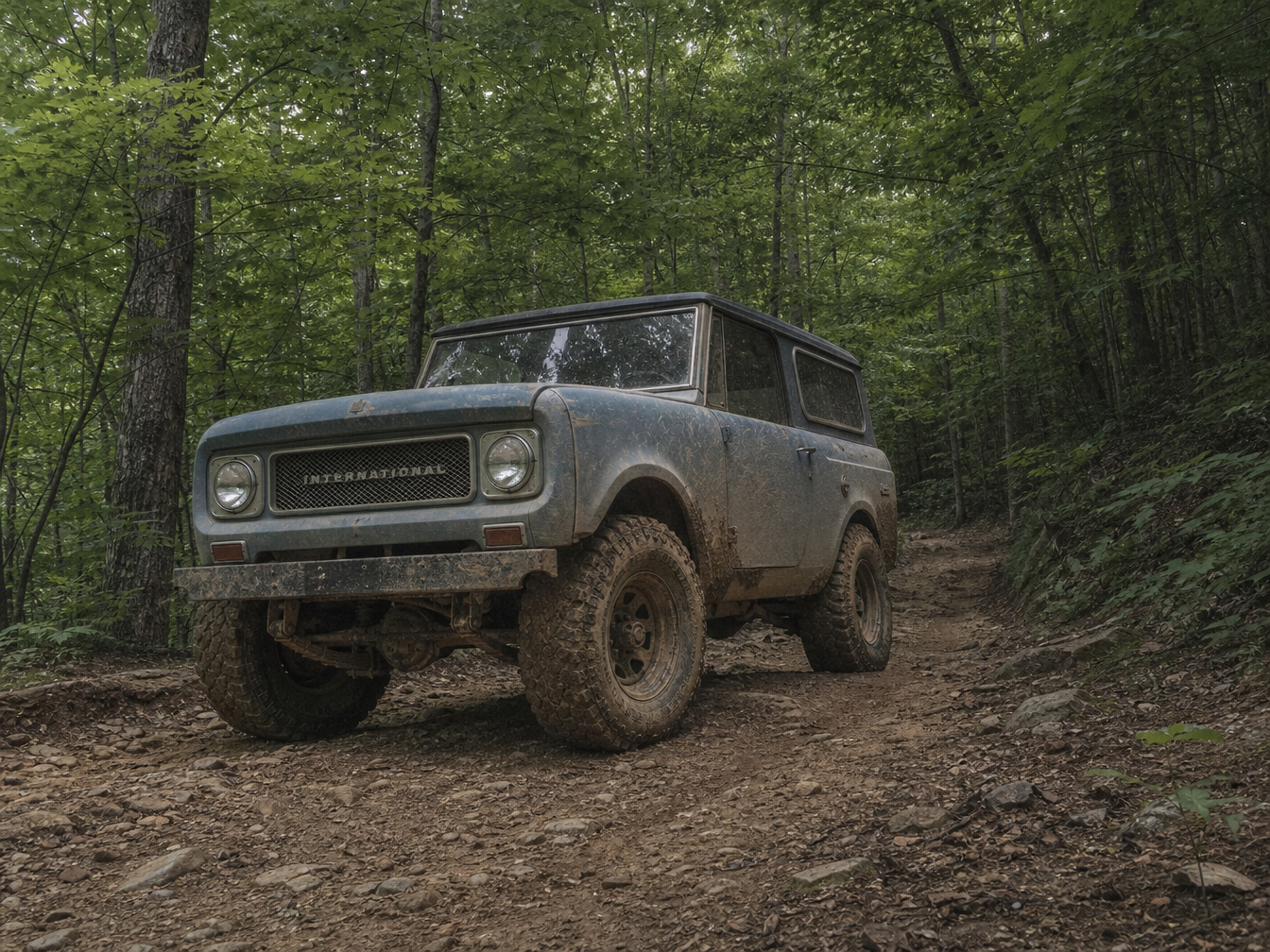 Vintage International Scout on Appalachian trail