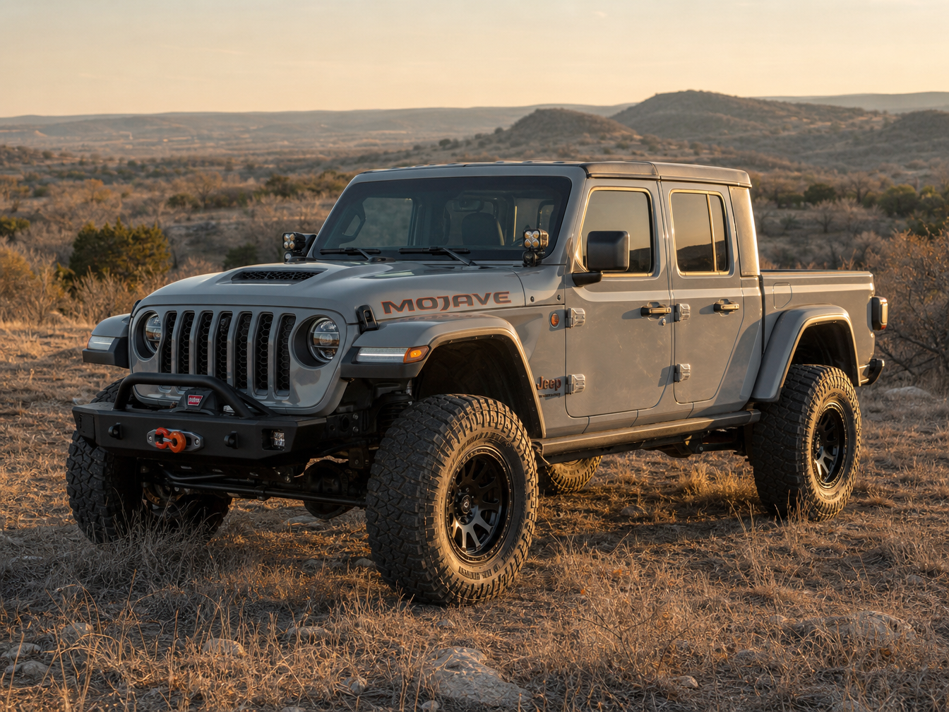 2022 Jeep Gladiator Mojave — 2.5 inch lift LED mounts and D-ring bumper