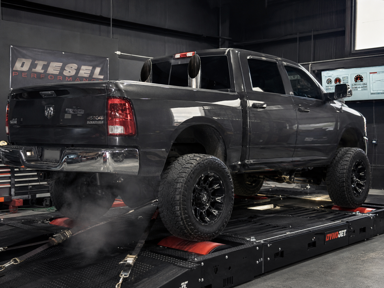 Diesel truck on chassis dynamometer