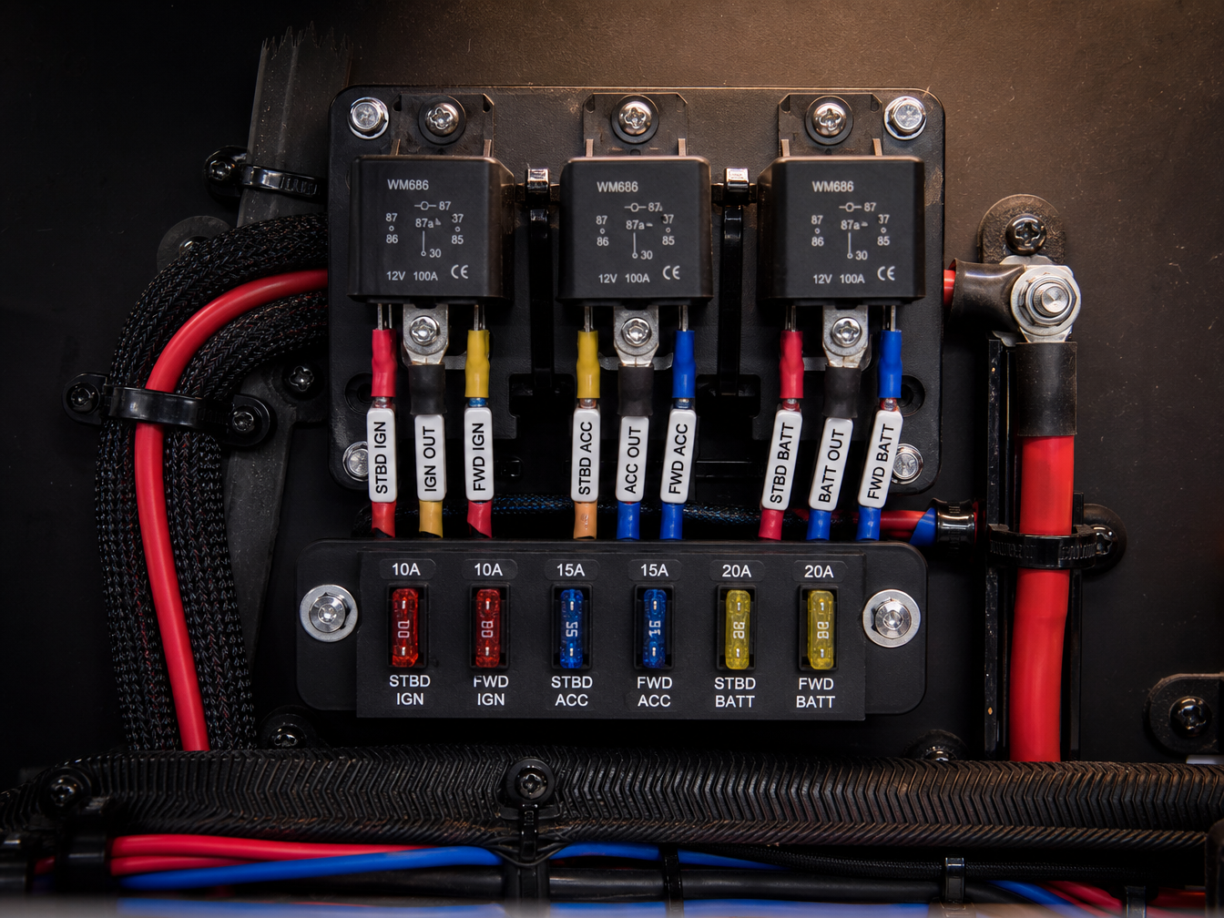 Clean relay fuse panel wiring on a Jeep install