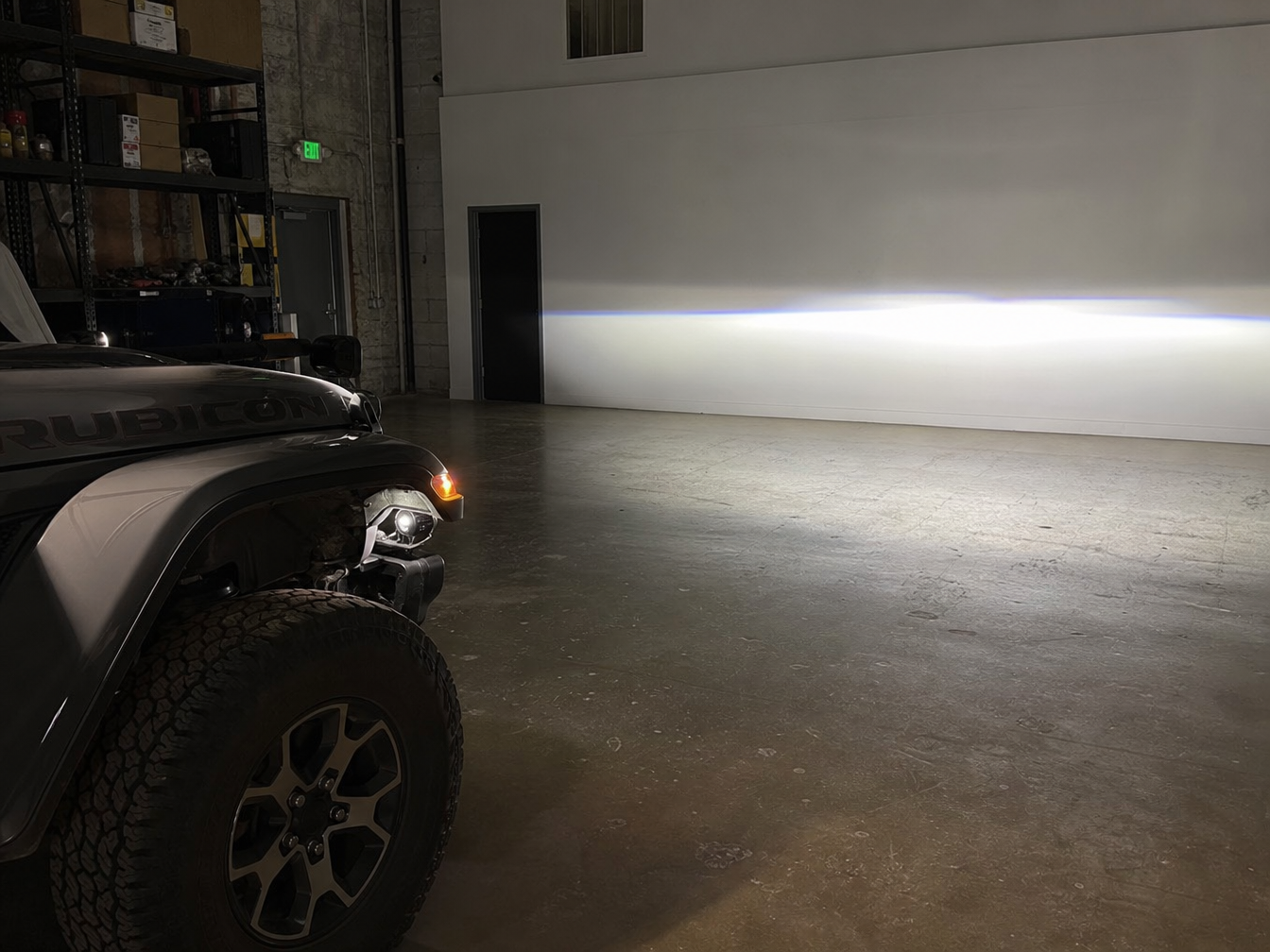Jeep lighting aiming check after install in shop bay