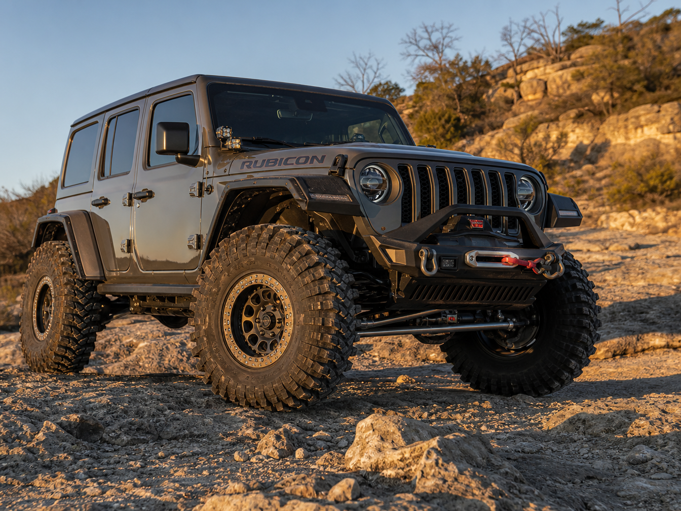 JK and JL Wrangler at different build stages — Stage 1 entry lift to Stage 2 trail ready build