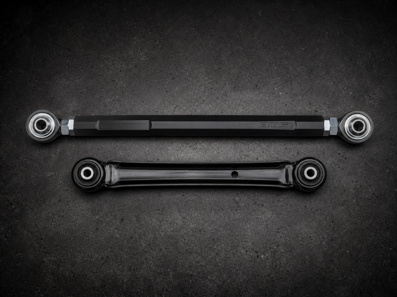 Jeep Wrangler control arm and suspension geometry showing long arm versus short arm mounting positions on the front axle