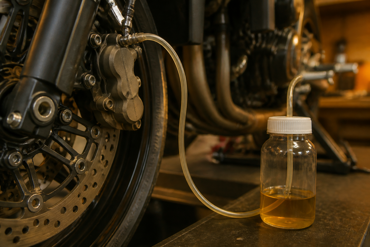 Motorcycle brake fluid flush and bleed in Miami