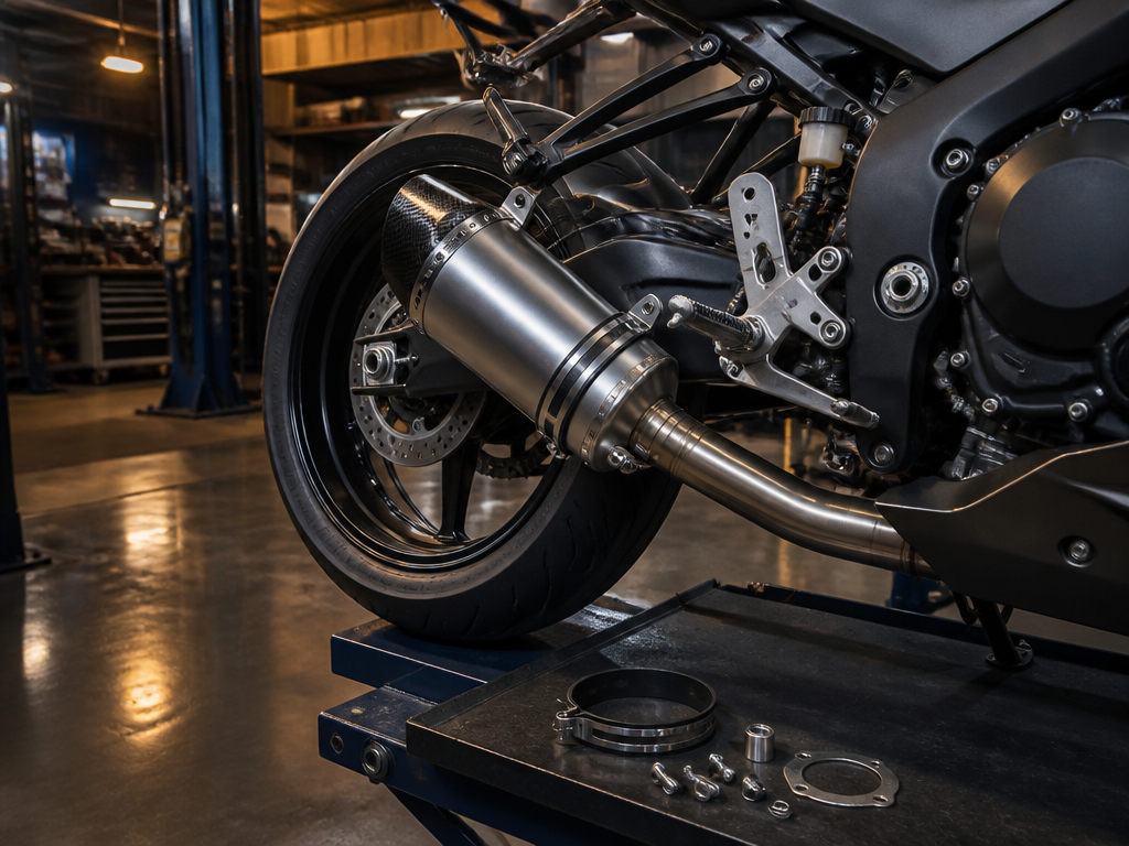 Fitting an aftermarket motorcycle exhaust in Miami