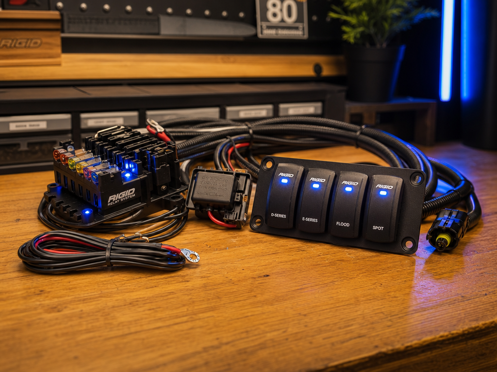 Clean fused relay harness and switch panel for Rigid lights