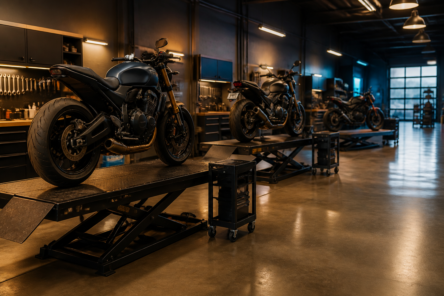 The Biscayne Moto Works shop floor in Miami