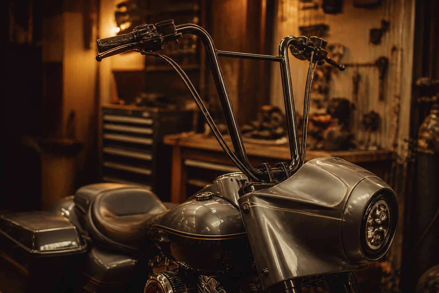 Custom bagger handlebar build in Miami