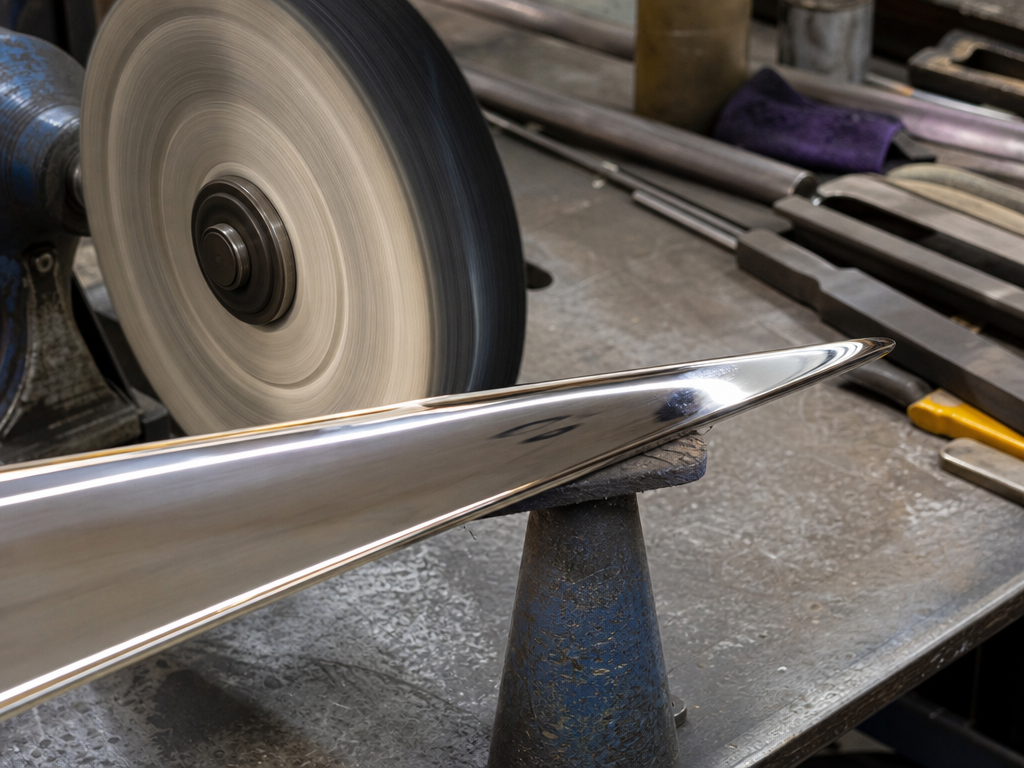 Stainless trim polished to a mirror finish during restoration