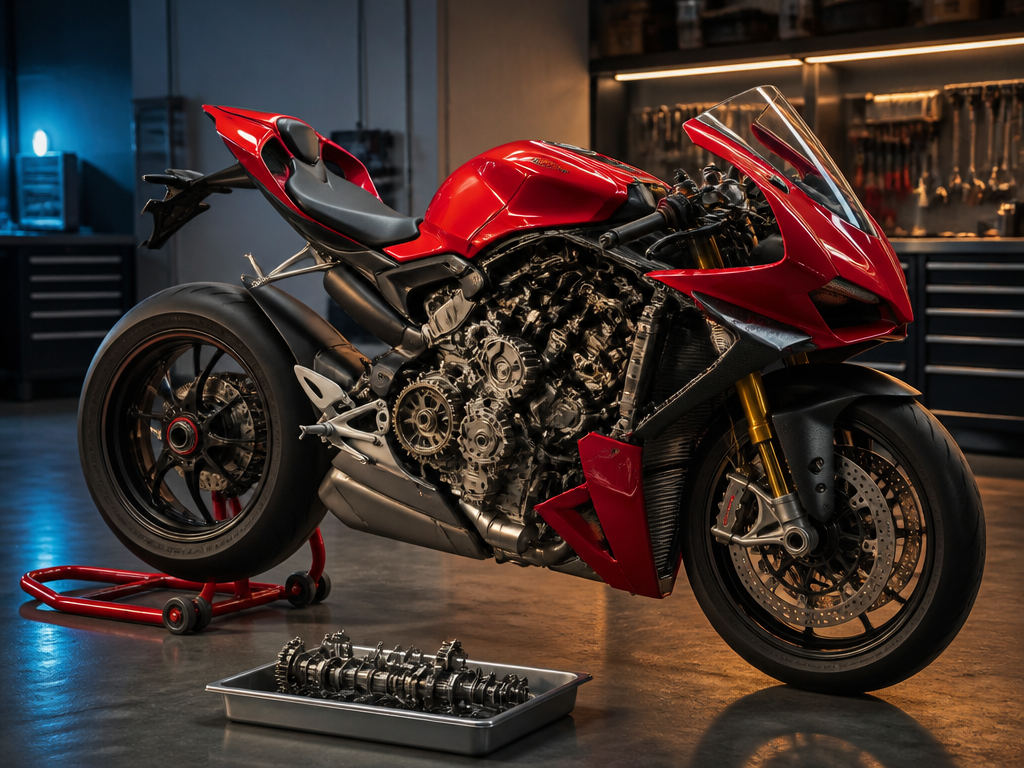 Ducati Panigale service on a stand in Miami