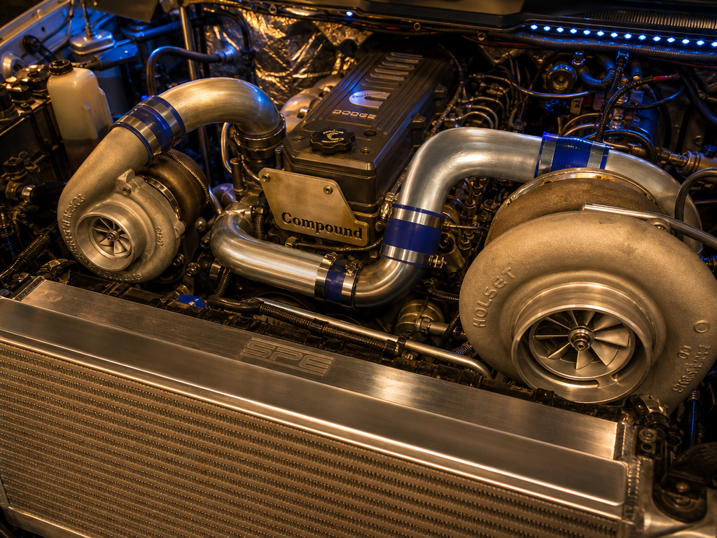 Diesel drag build compound turbo configuration Houston