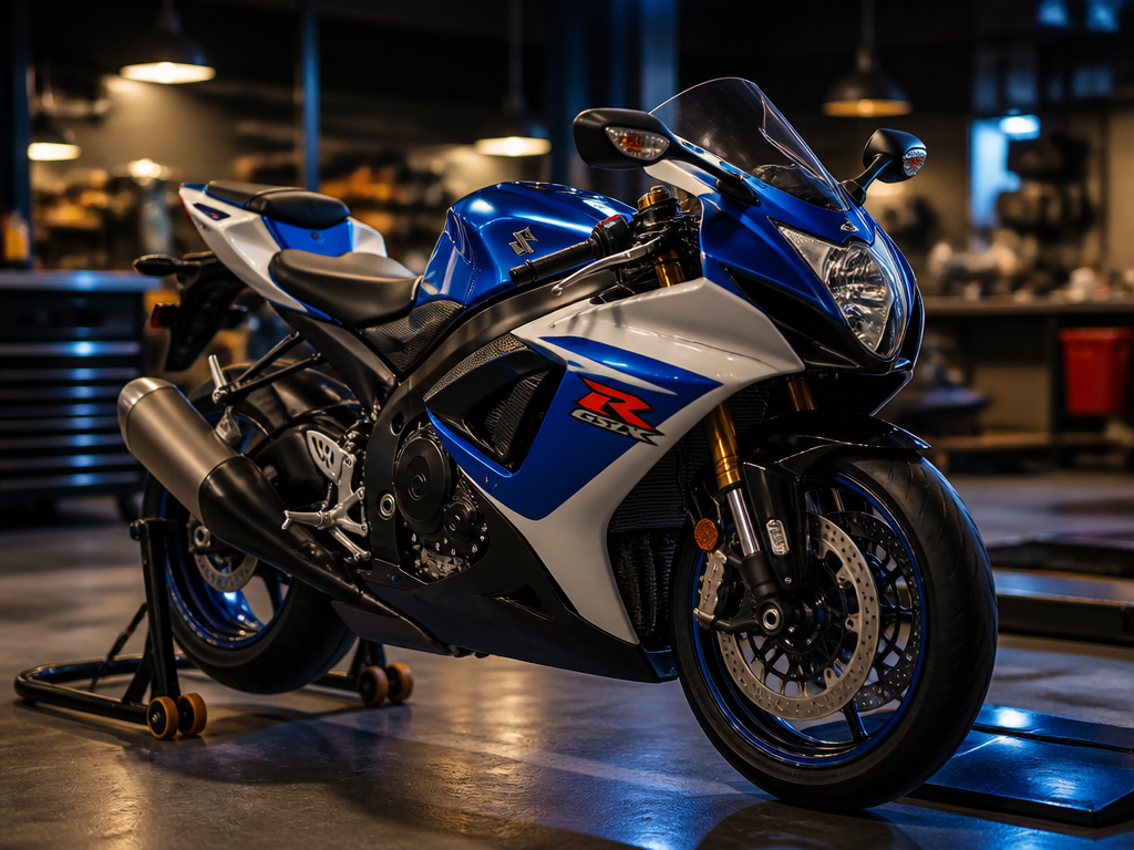 Suzuki GSX-R service on a stand in Miami