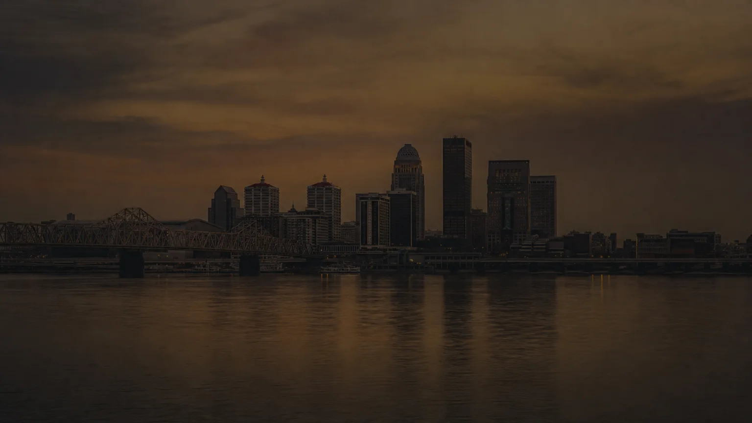 Louisville skyline at dusk