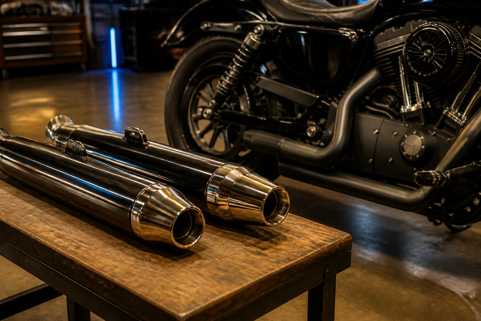 Harley Sportster exhaust install in Miami