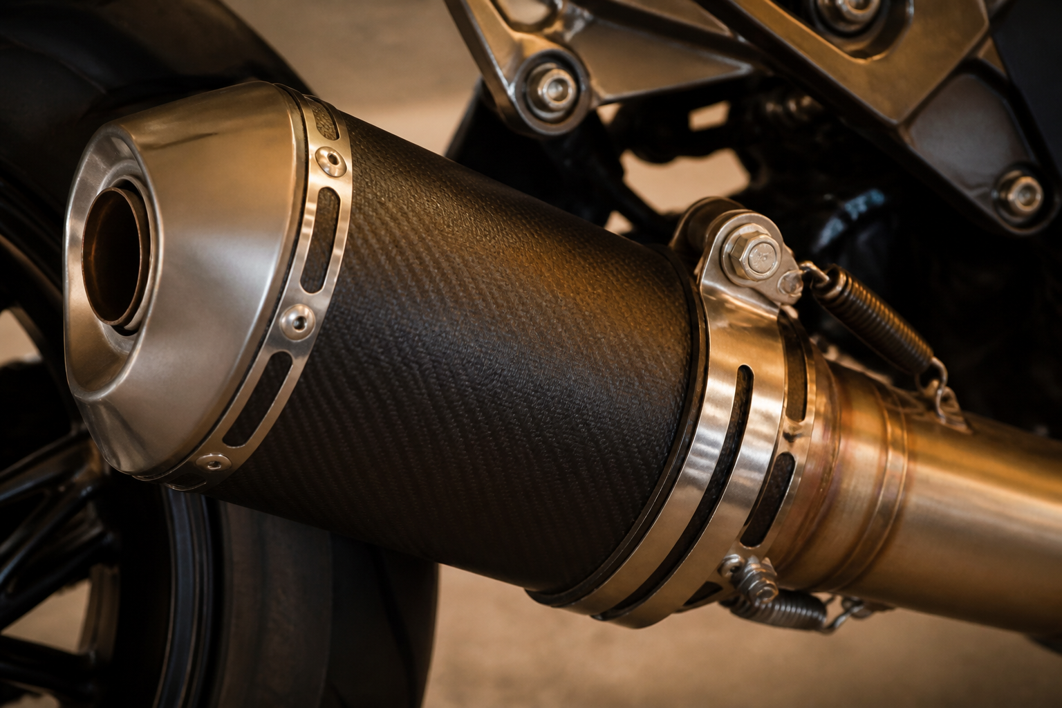 Motorcycle slip-on exhaust install in Miami