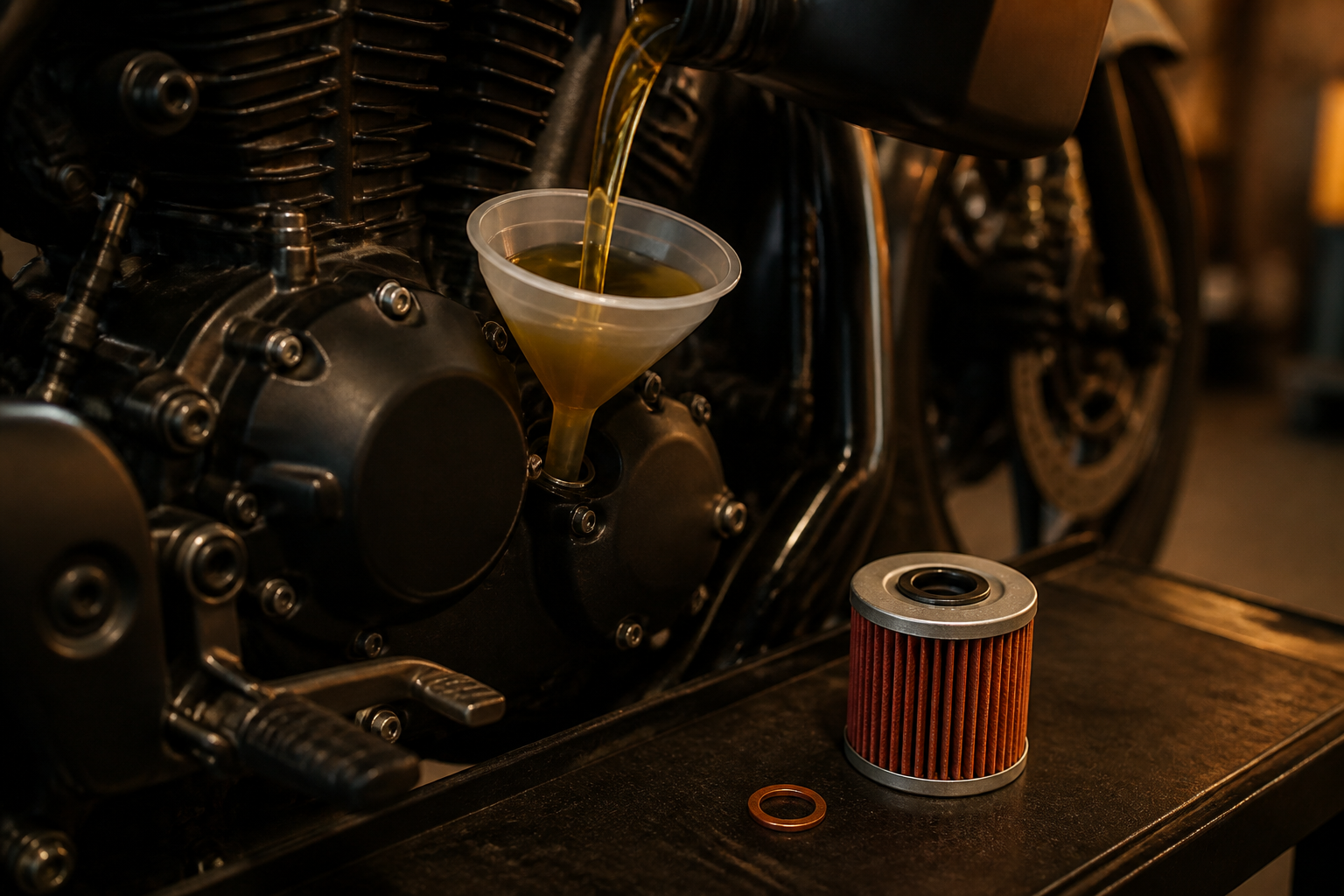 Motorcycle oil and filter service in Miami