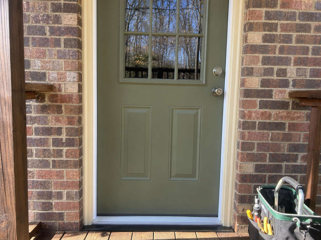Cleanly installed exterior door and trim