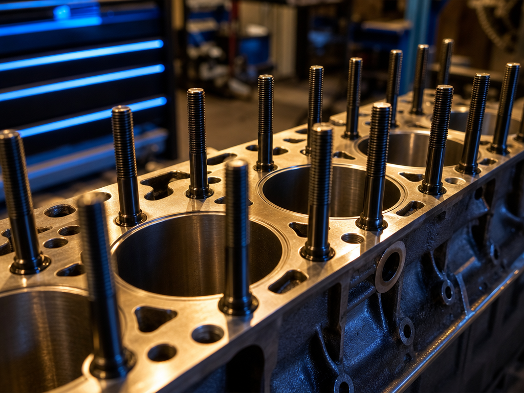 ARP 625 head studs installed in diesel engine block Houston