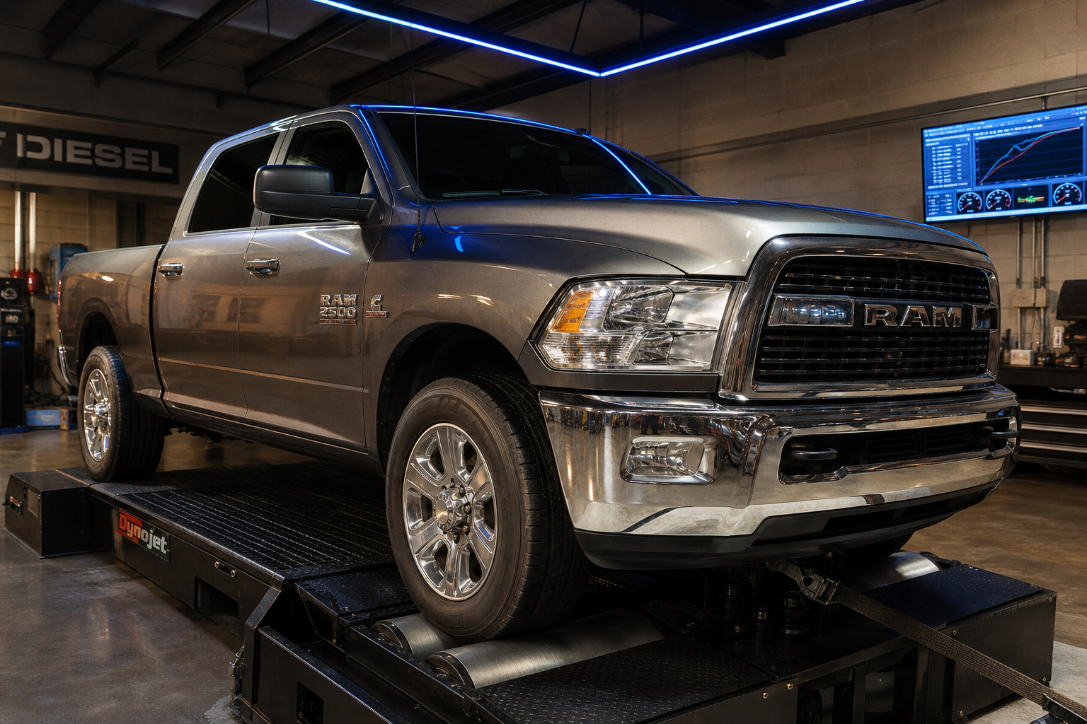 Diesel truck on dyno Houston