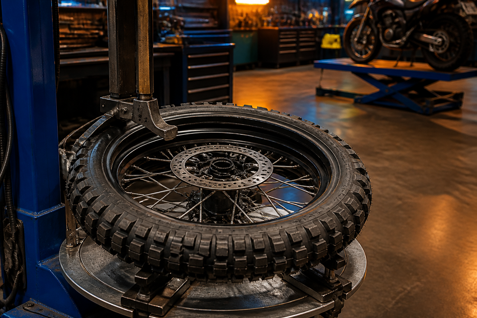Adventure and dual-sport motorcycle tire mounting in Miami