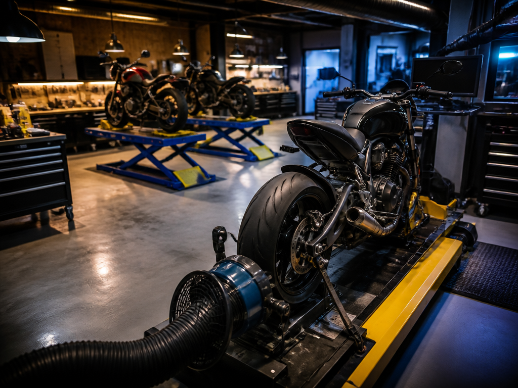 Inside the Biscayne Moto Works shop in Miami