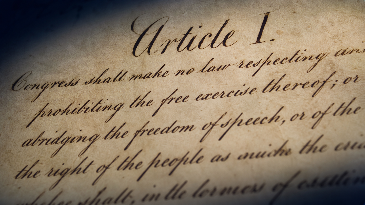 Handwritten constitutional text on aged parchment, close detail