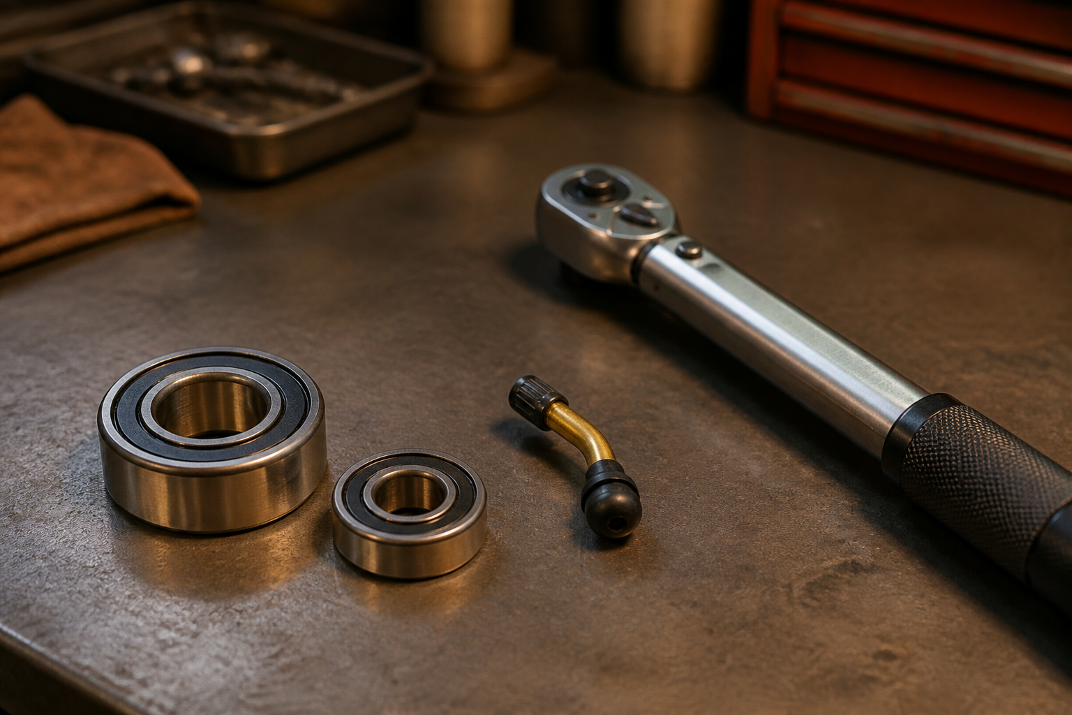 Motorcycle wheel bearing and valve stem service in Miami