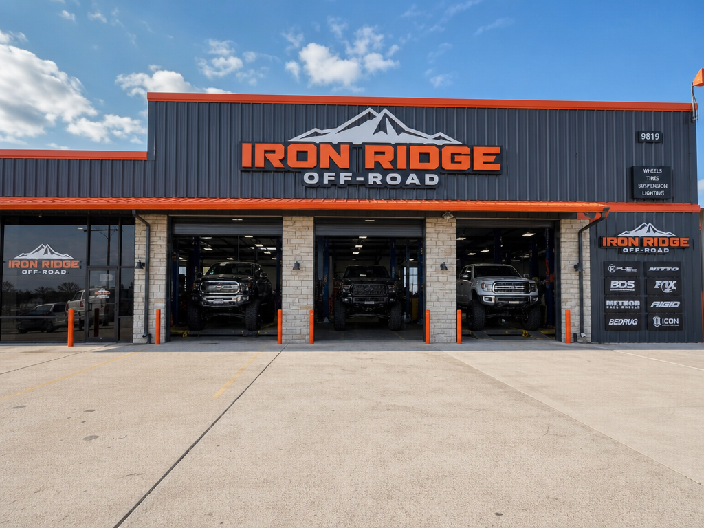 Iron Ridge Off-Road shop exterior in Houston, TX