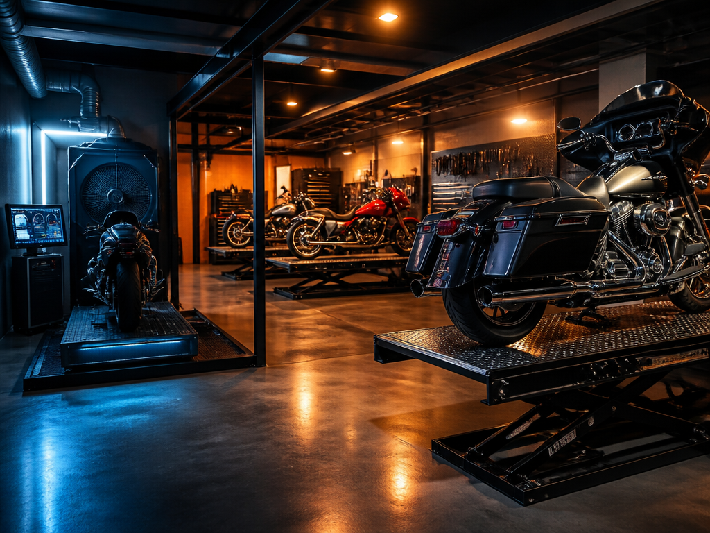 Inside the Biscayne Moto Works service department in Miami