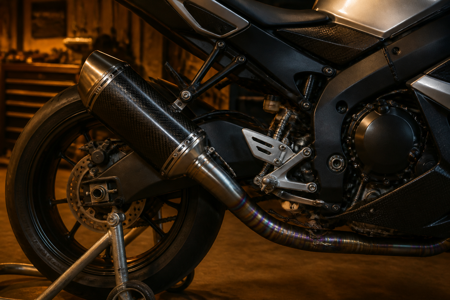 Sport bike exhaust system install in Miami