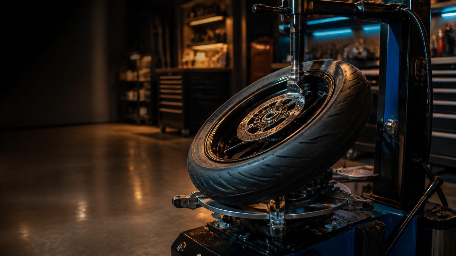 Motorcycle tire mounting and balancing in Miami at Biscayne Moto Works