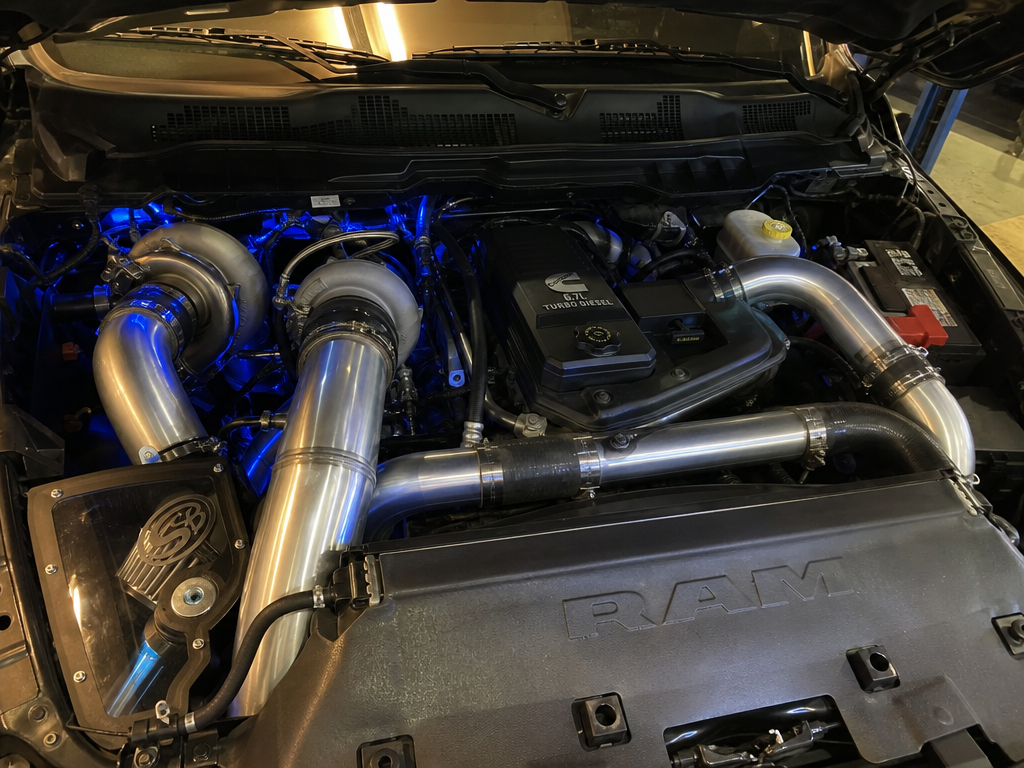 2018 Ram 2500 6.7 Cummins S300 S480 compound turbo installed