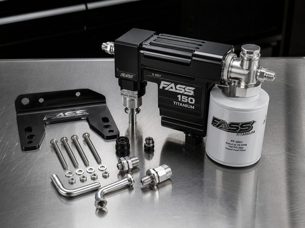 FASS 150 lift pump installed Silverado 2500 LML Duramax frame mount