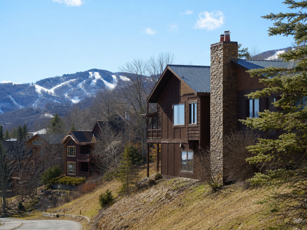 Mountain chalets and cabins near the ski slopes in Banner Elk, North Carolina
