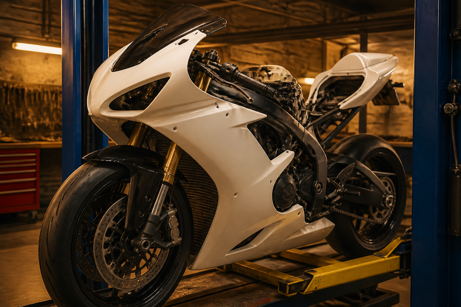 Motorcycle reassembly after collision repair in Miami