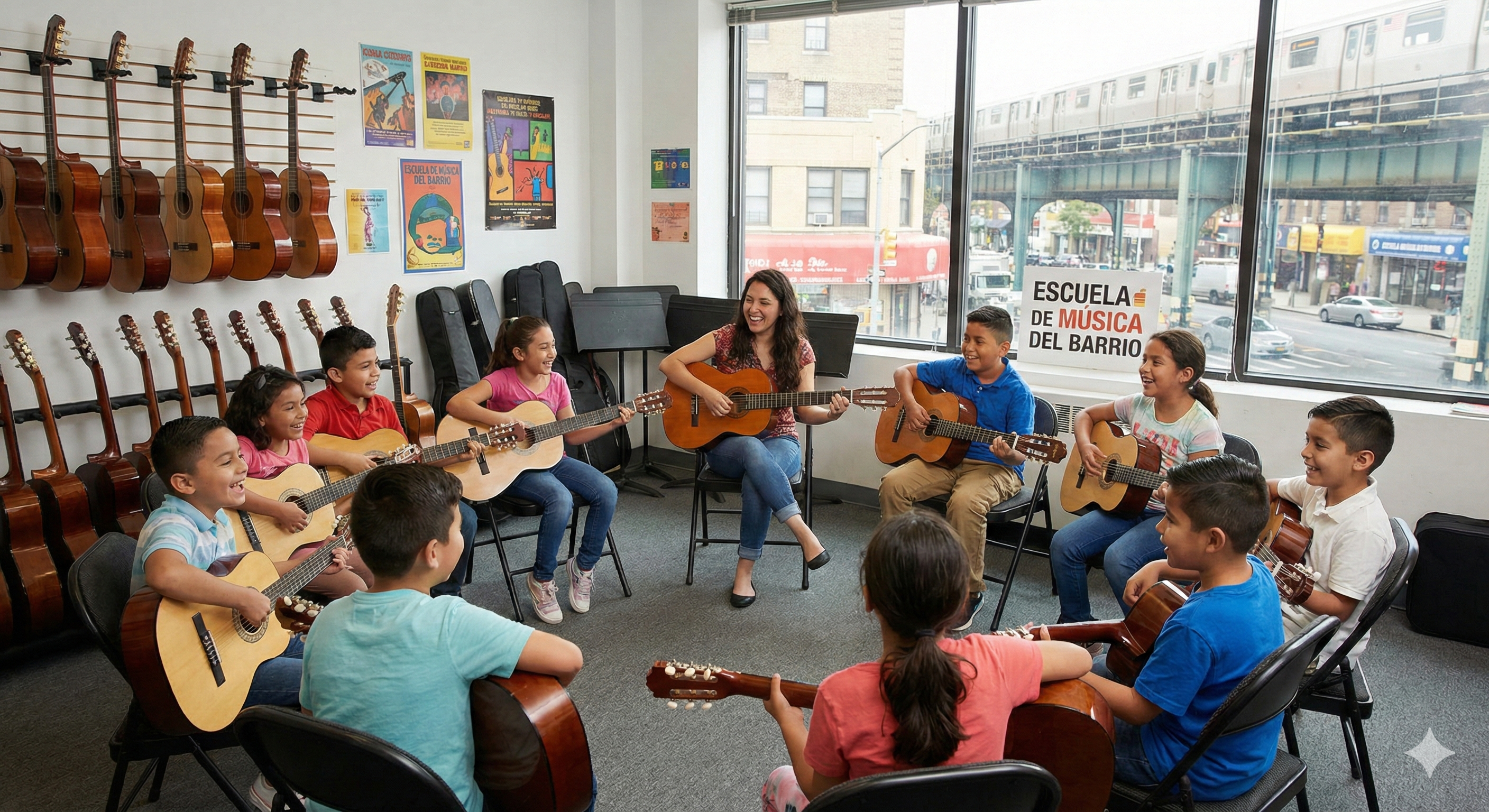 madre orgullosa de hijo tomando clases de música en español en Estados Unidos