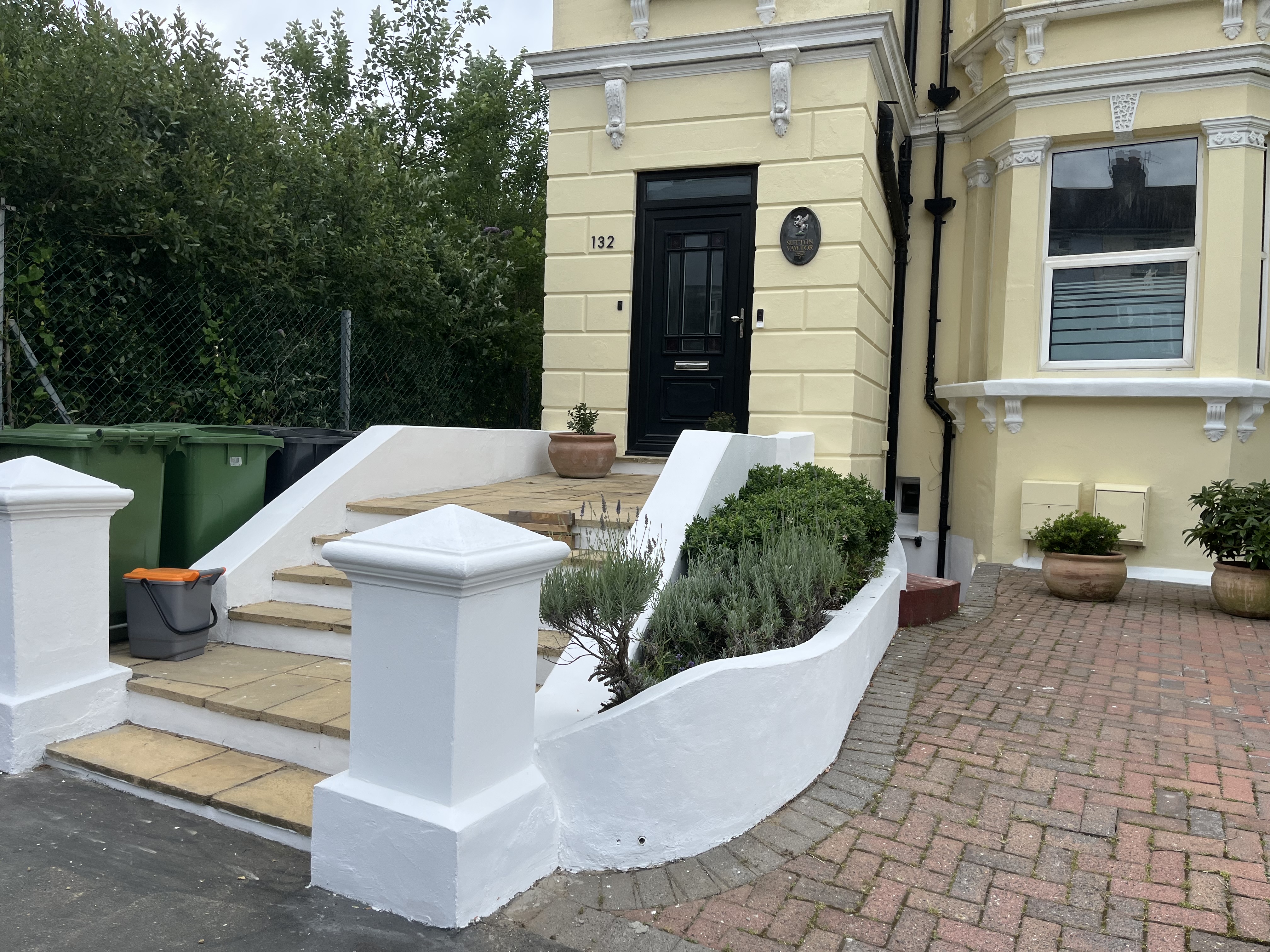 Repainted steps, walls and render