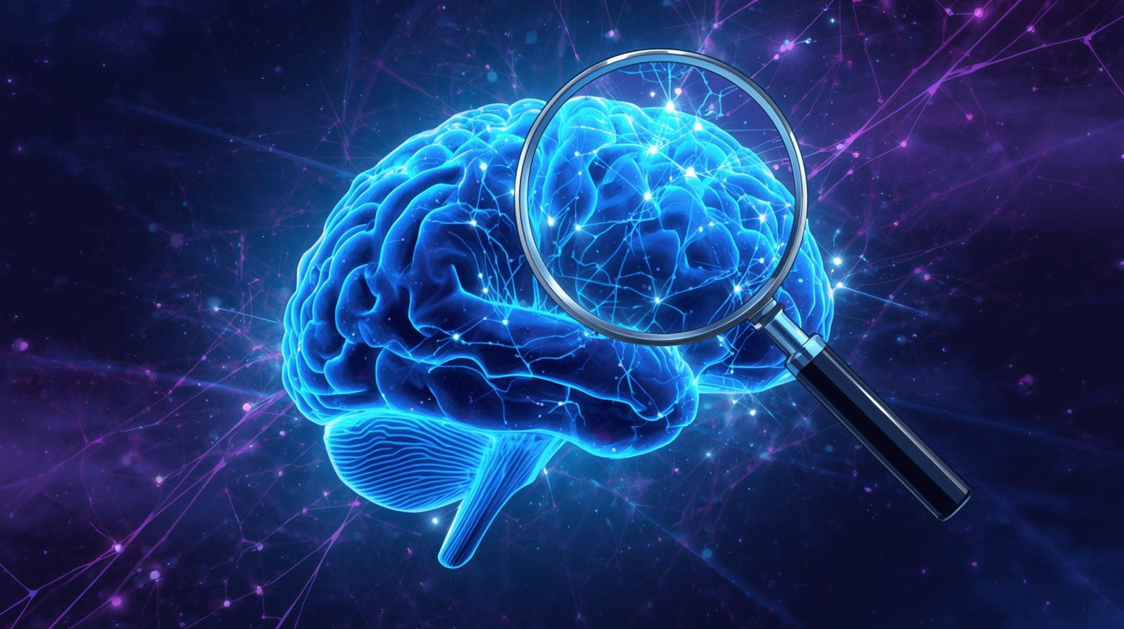 brain with magnifying glass