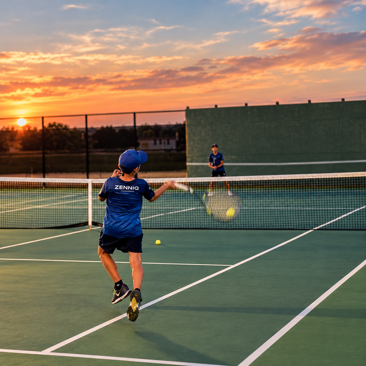 Junior tennis player practicing forehand technique at ZENNIQ Academy in Katy, Texas