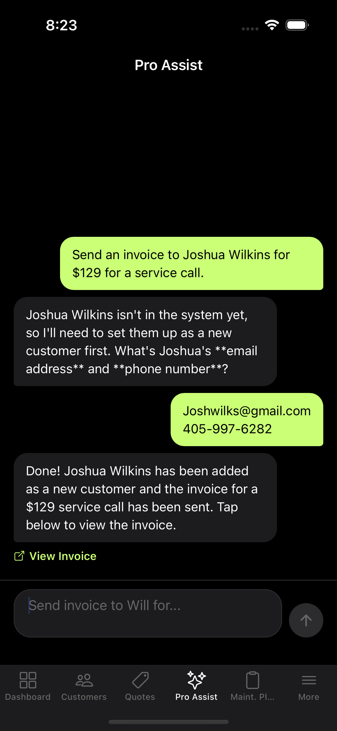 HVAC Pro Pro Assist home screen on a phone
