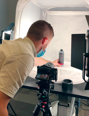 Blake Hickey on a product photo shoot