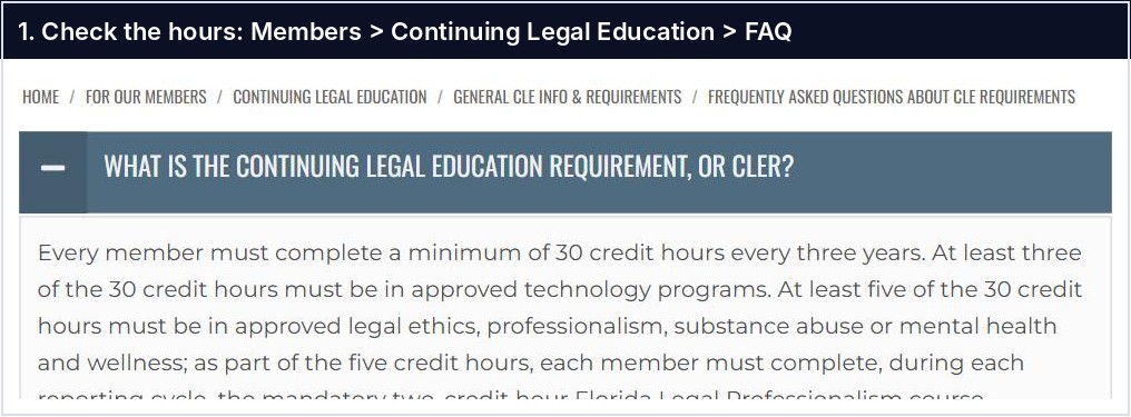 The Florida Bar CLE requirements FAQ page