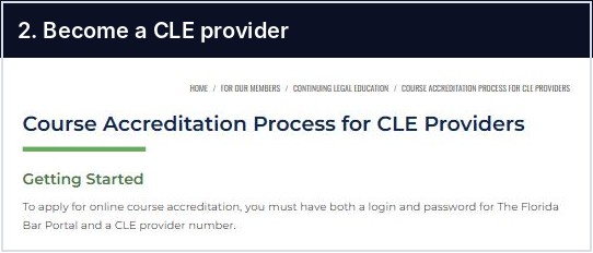 The Florida Bar's Course Accreditation Process for CLE Providers page