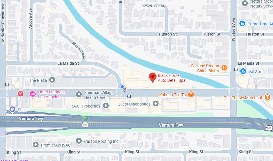 Black Horse Auto Detail Spa service area map — Valley Village CA 91607